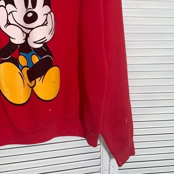 Mickey & Co Mouse Double Sided Graphic Red Sweatshirt Adult Large Vintage 90s Di - Picture 8 of 16